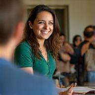 Camila Ferreira working with participants during a workshop